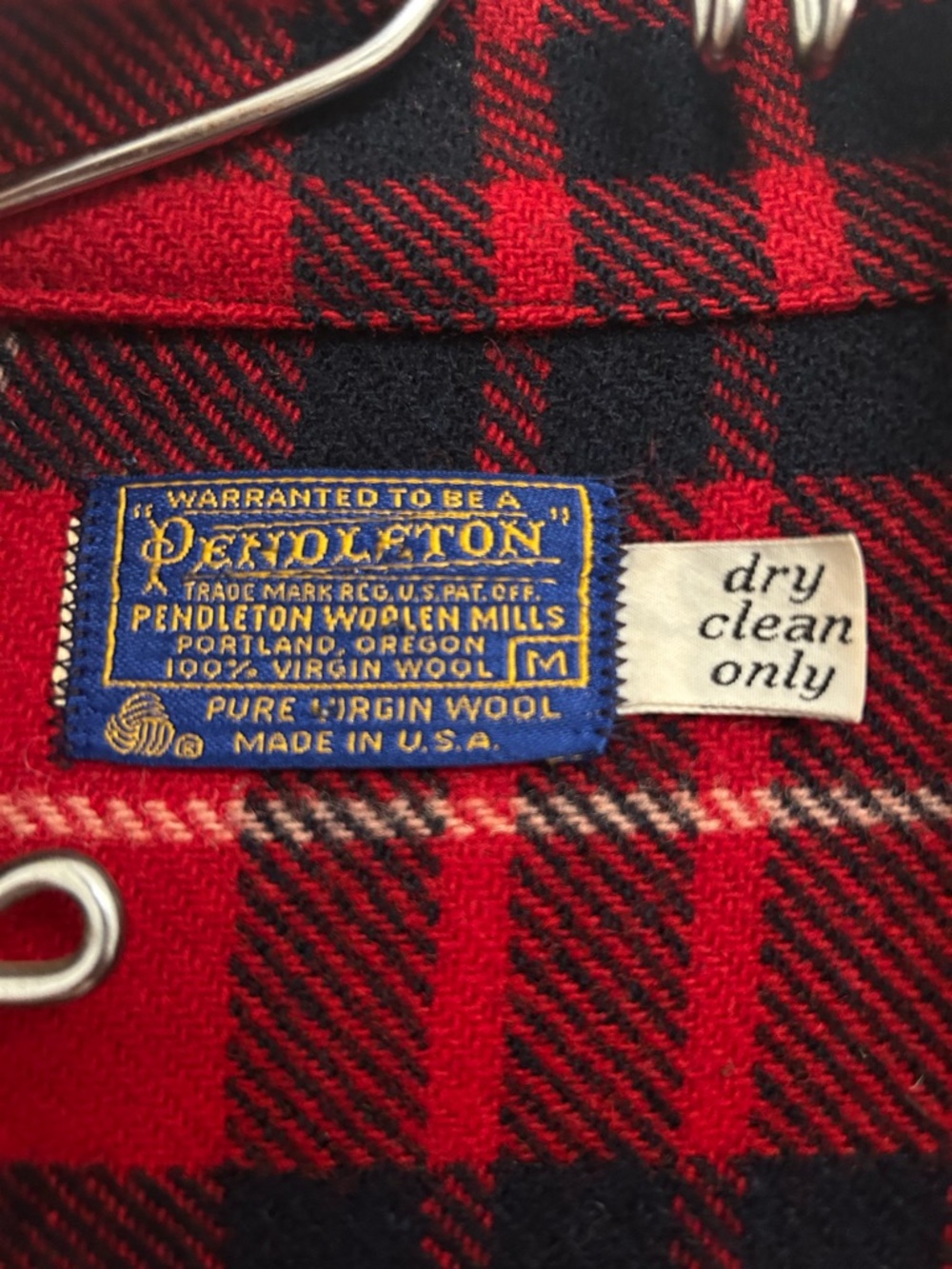 Pendleton Red and Black Plaid Wool Shirt Jacket